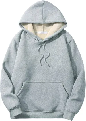 Aobiono Men Women Fleece Sherpa Lined Oversized Hoodie Winter Warm Thermal Fuzzy Pullover Hooded Sweatshirt Fall Thick Comfy