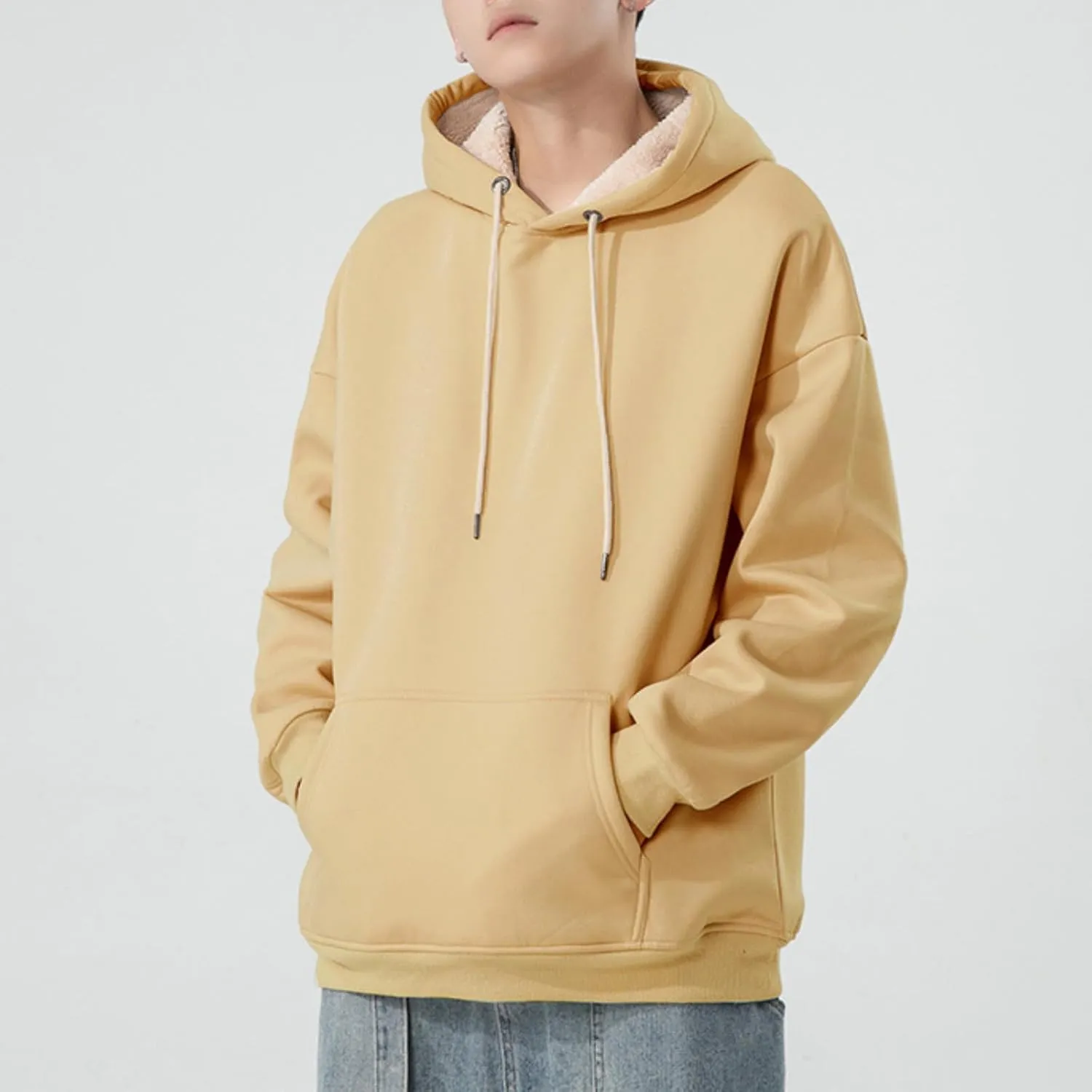 Aobiono Men Women Fleece Sherpa Lined Oversized Hoodie Winter Warm Thermal Fuzzy Pullover Hooded Sweatshirt Fall Thick Comfy
