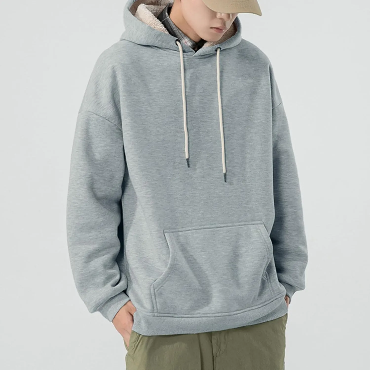 Aobiono Men Women Fleece Sherpa Lined Oversized Hoodie Winter Warm Thermal Fuzzy Pullover Hooded Sweatshirt Fall Thick Comfy