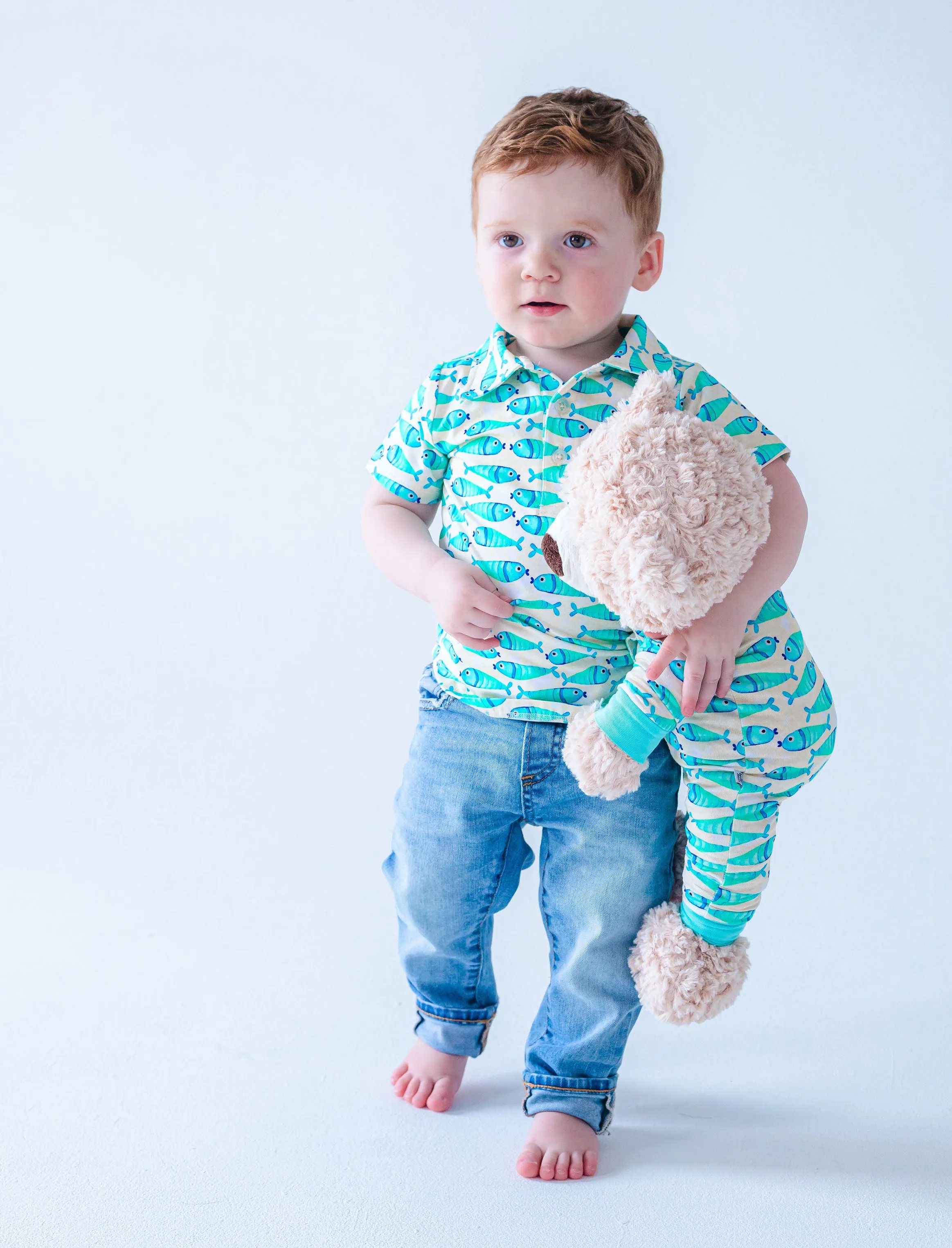 Birdie Bean Brooks Fish Fishing Boys Polo Shirt