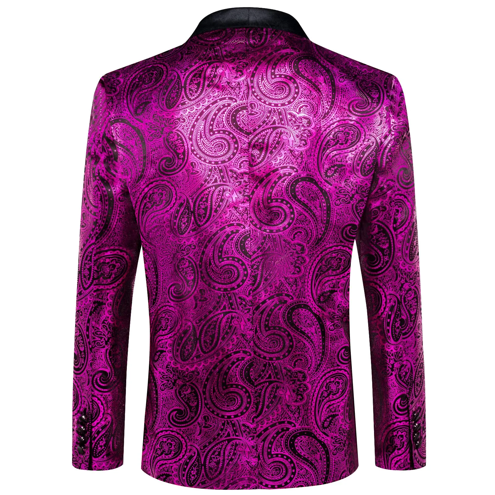 DiBanGu Shawl Collar Suit Byzantine Purple Paisley Silk Mens Slim Fit Business Suit