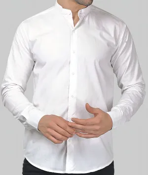 Dope White Cotton Mandarin Men's Shirt