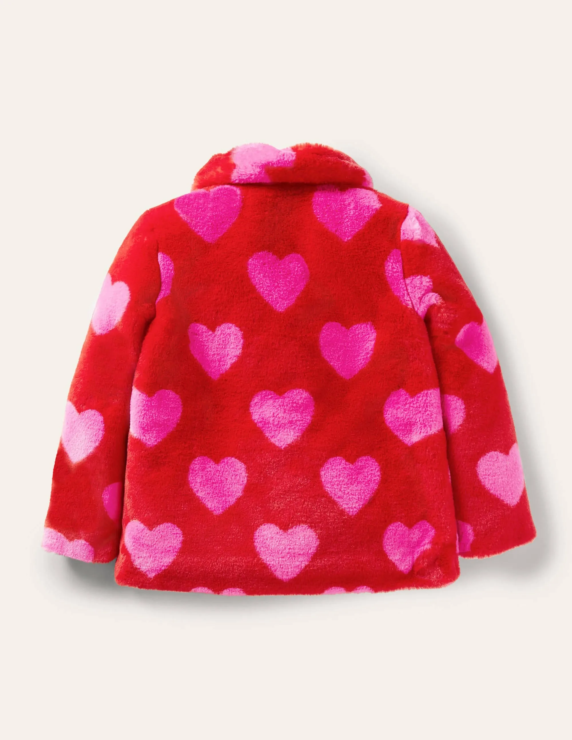 Faux Fur Coat-Rockabilly Red/Pink Hearts