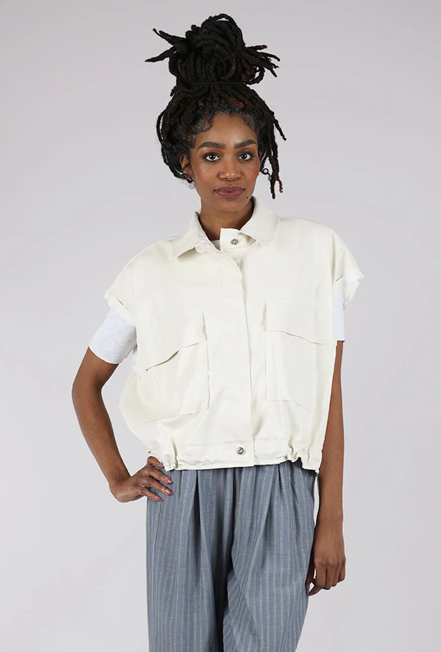 Faux Leather Mini Cargo Vest, Stone