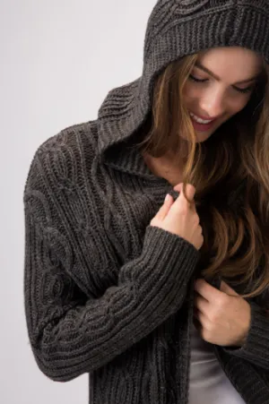 Harper Hooded Cardigan Sweater - Available in Charcoal