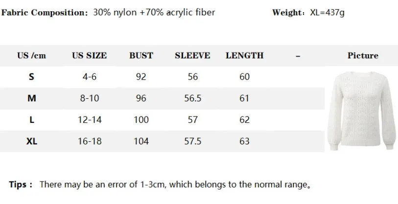 Hollow Core-spun Yarn Bottoming Shirt Long-sleeved Sweater