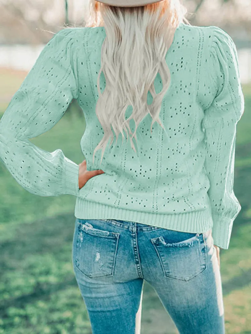 Hollow Core-spun Yarn Bottoming Shirt Long-sleeved Sweater