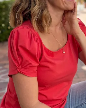 LEONA tee in Coral Red