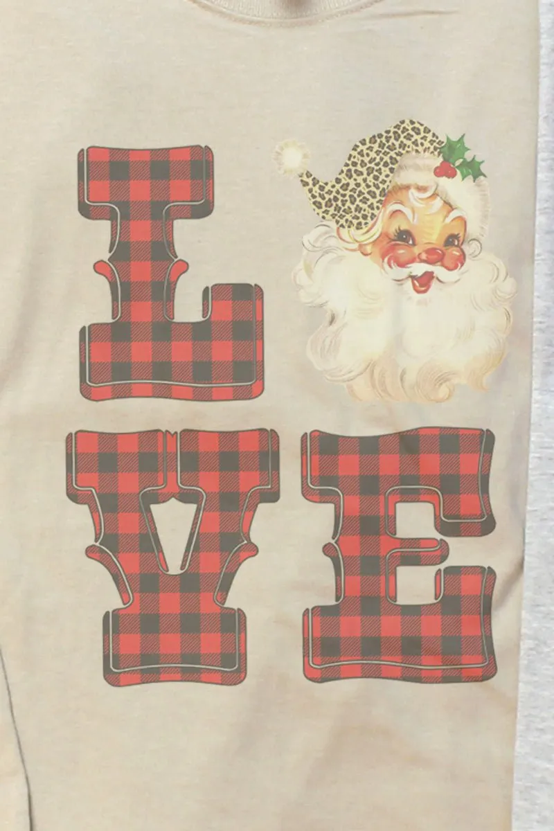 Love Santa Buffalo Plaid Unisex Dri-Power Long-Sleeve 50/50 Tee