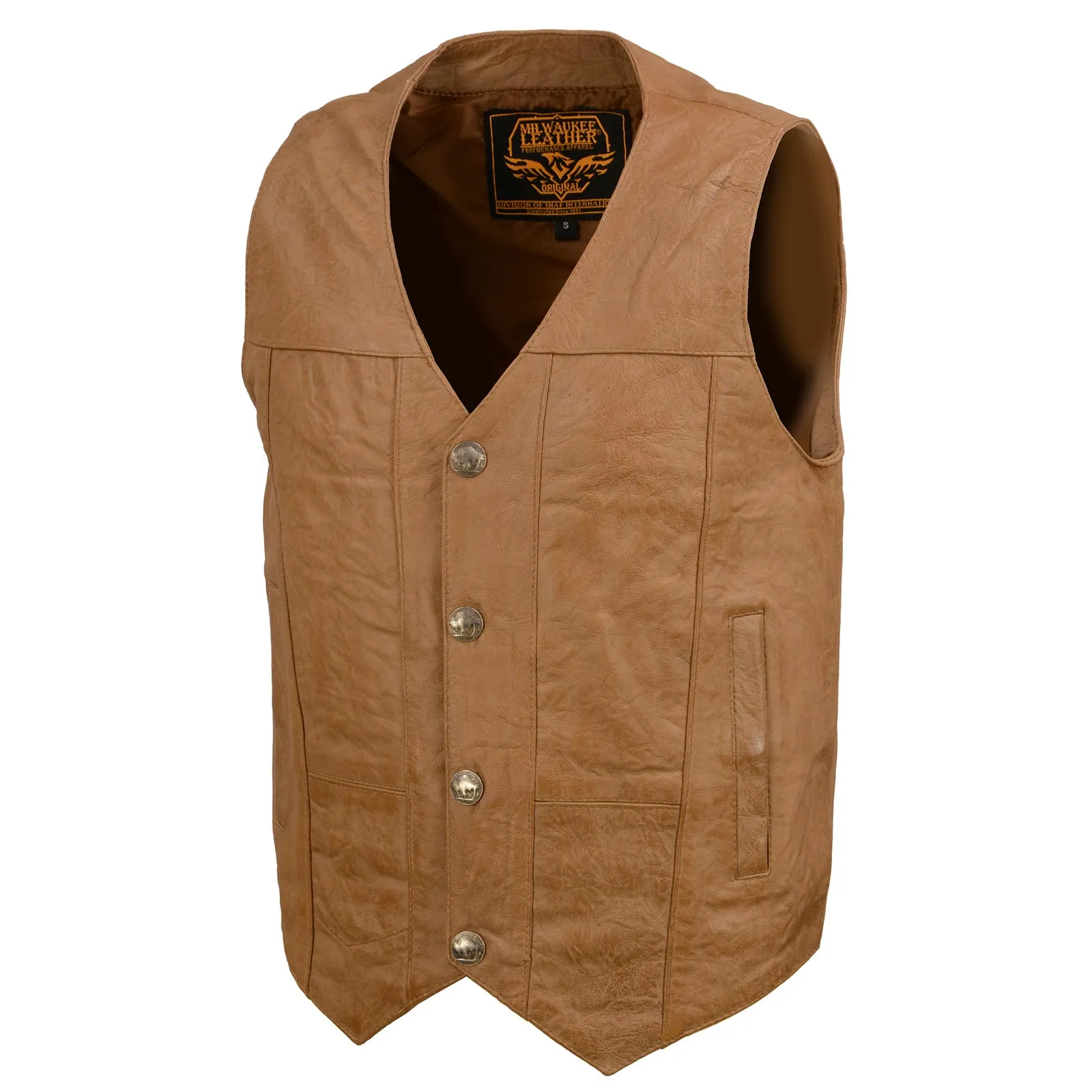 Milwaukee Leather LKM3702 Men's Saddle Leather Classic V-Neck Western