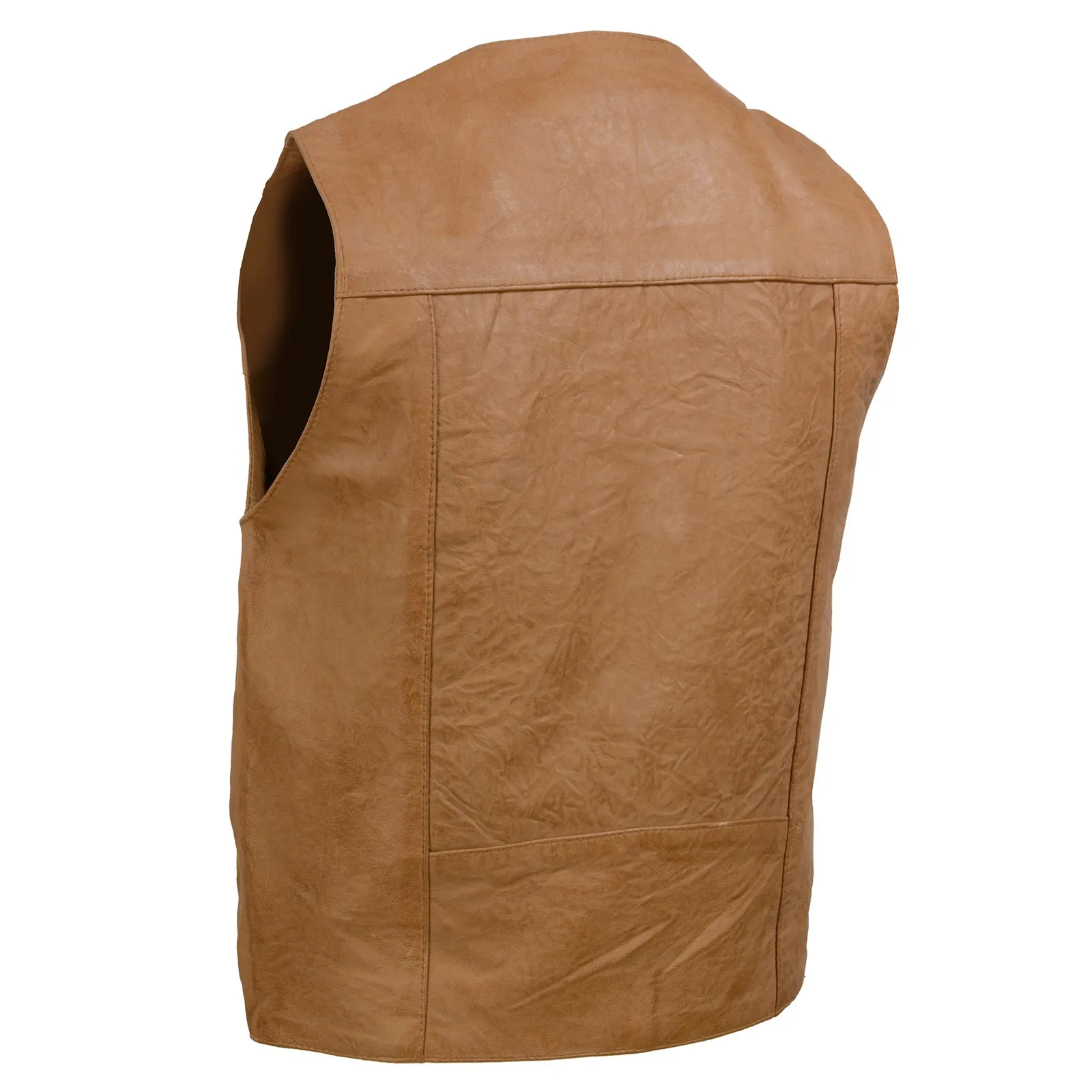 Milwaukee Leather LKM3702 Men's Saddle Leather Classic V-Neck Western