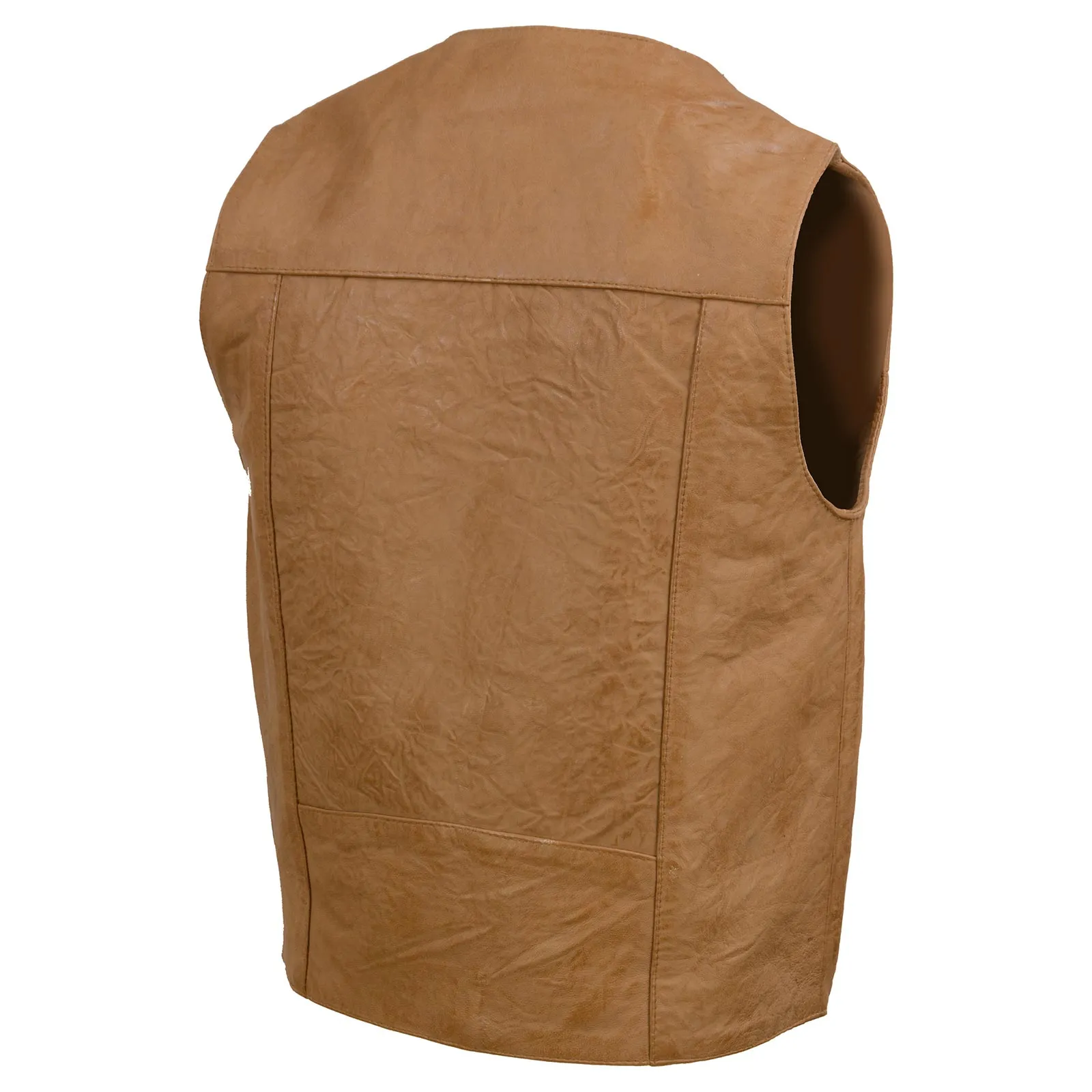 Milwaukee Leather LKM3702 Men's Saddle Leather Classic V-Neck Western