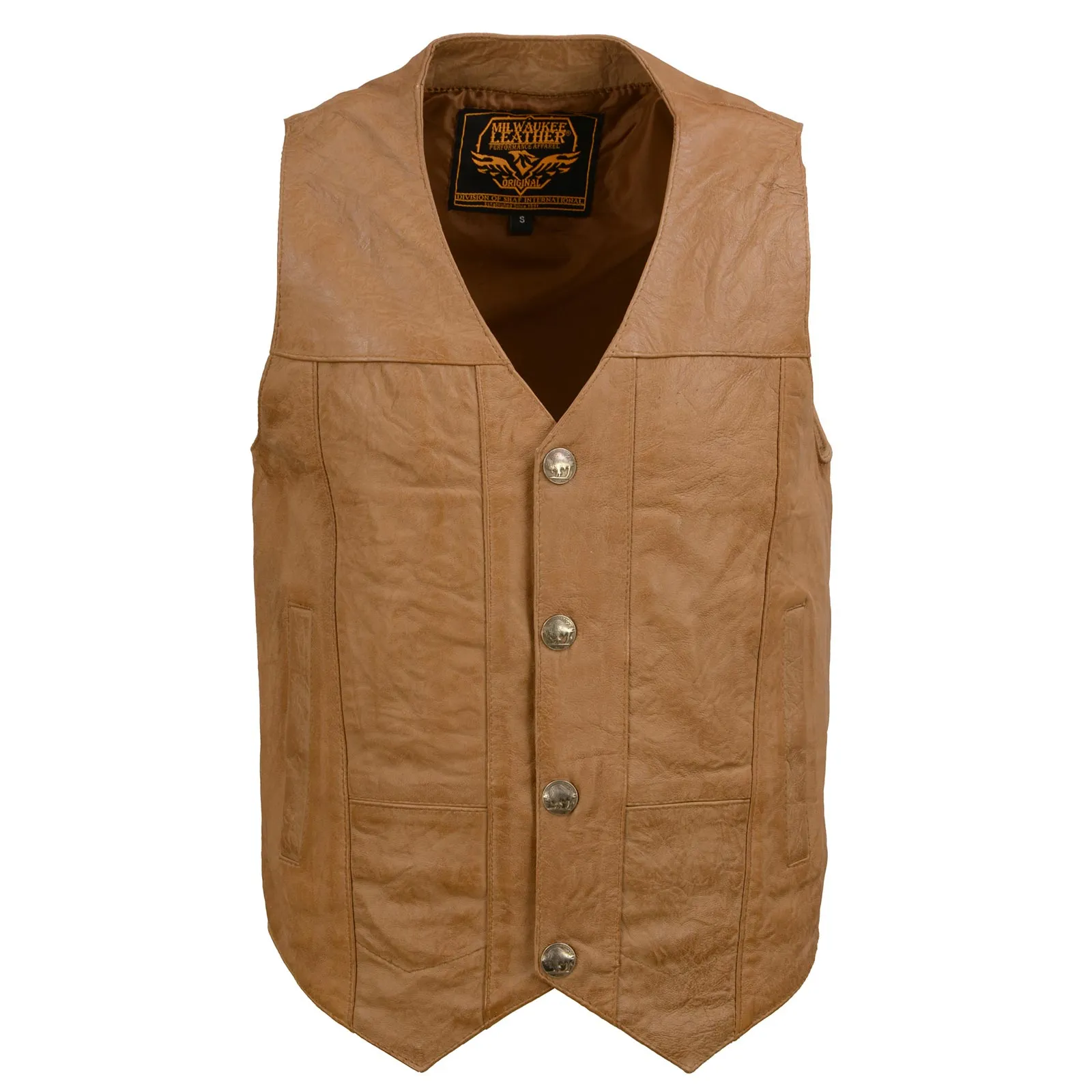 Milwaukee Leather LKM3702 Men's Saddle Leather Classic V-Neck Western