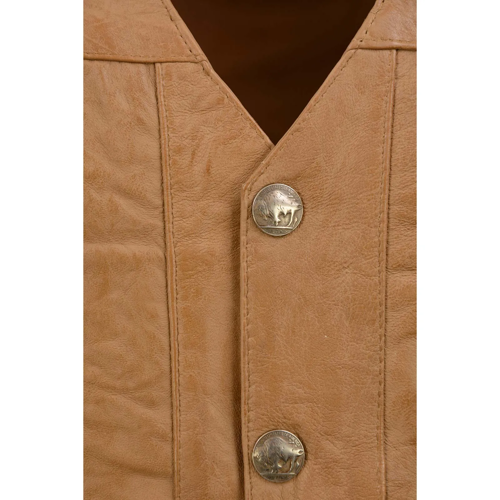 Milwaukee Leather LKM3702 Men's Saddle Leather Classic V-Neck Western