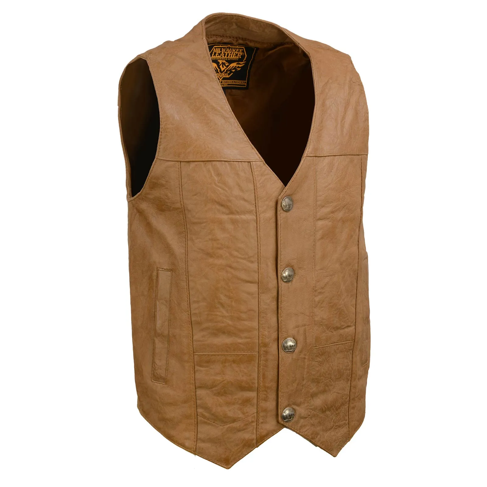 Milwaukee Leather LKM3702 Men's Saddle Leather Classic V-Neck Western