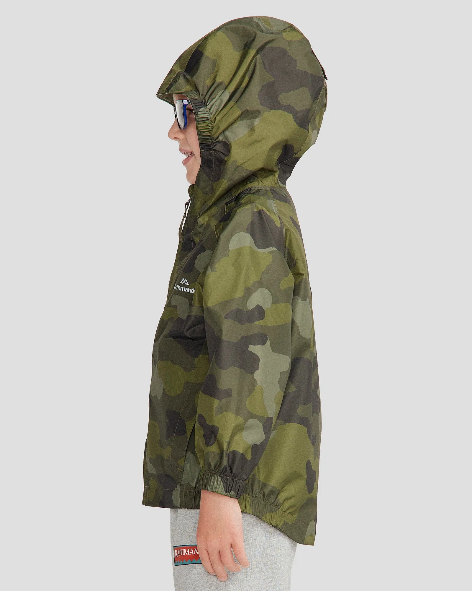 Pocket-it 2L Kids Rain Jacket v4 - Light Moss Tree Camo Print