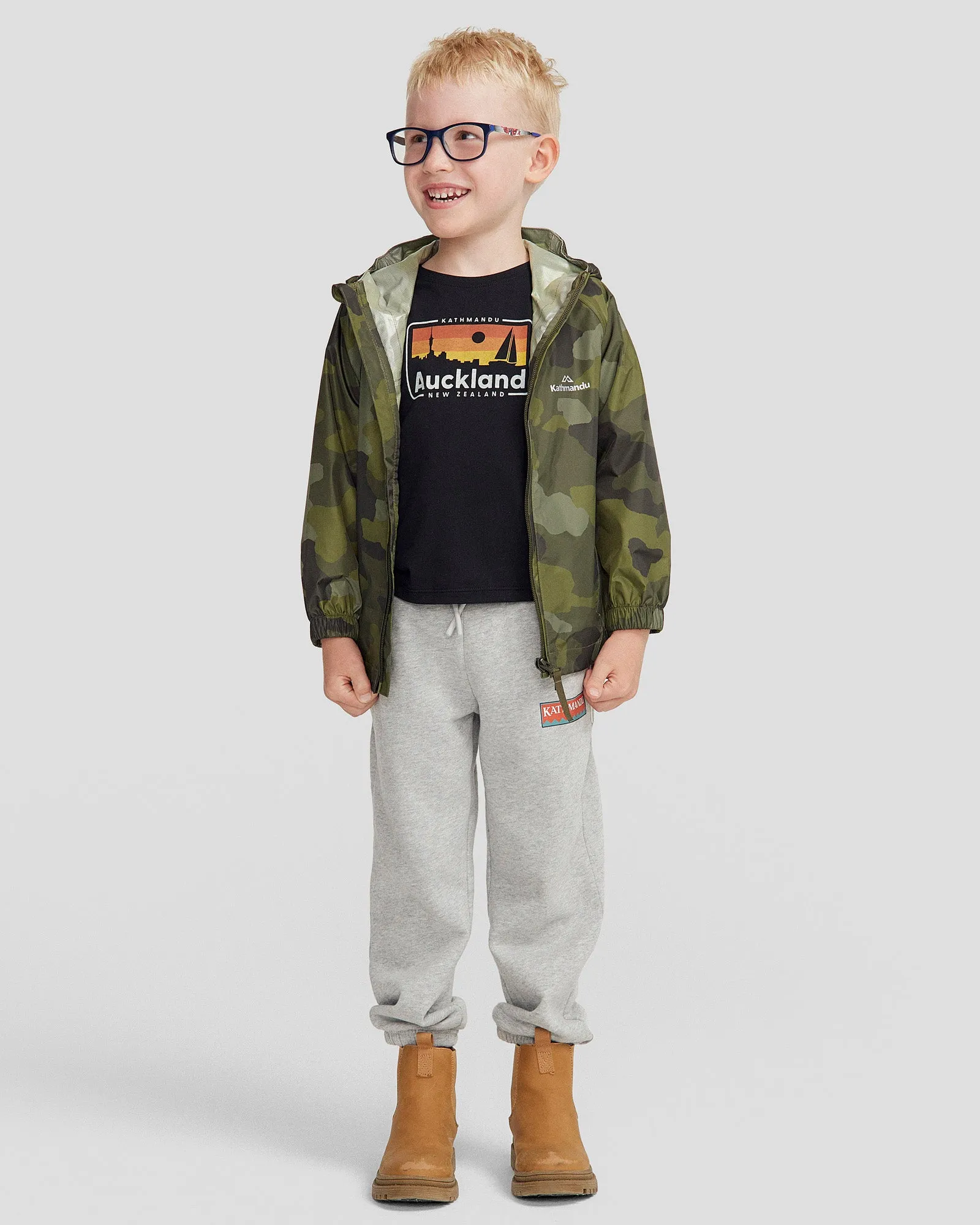 Pocket-it 2L Kids Rain Jacket v4 - Light Moss Tree Camo Print