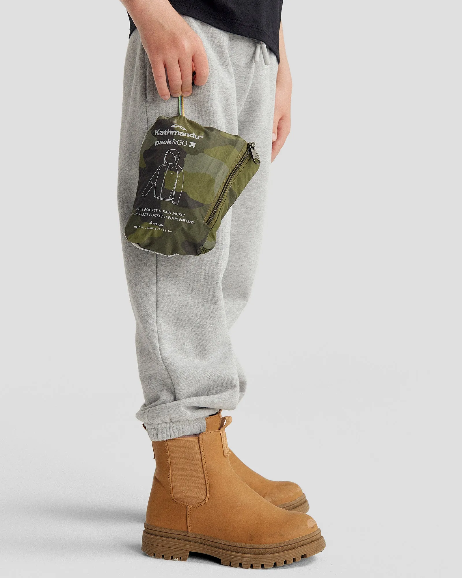 Pocket-it 2L Kids Rain Jacket v4 - Light Moss Tree Camo Print