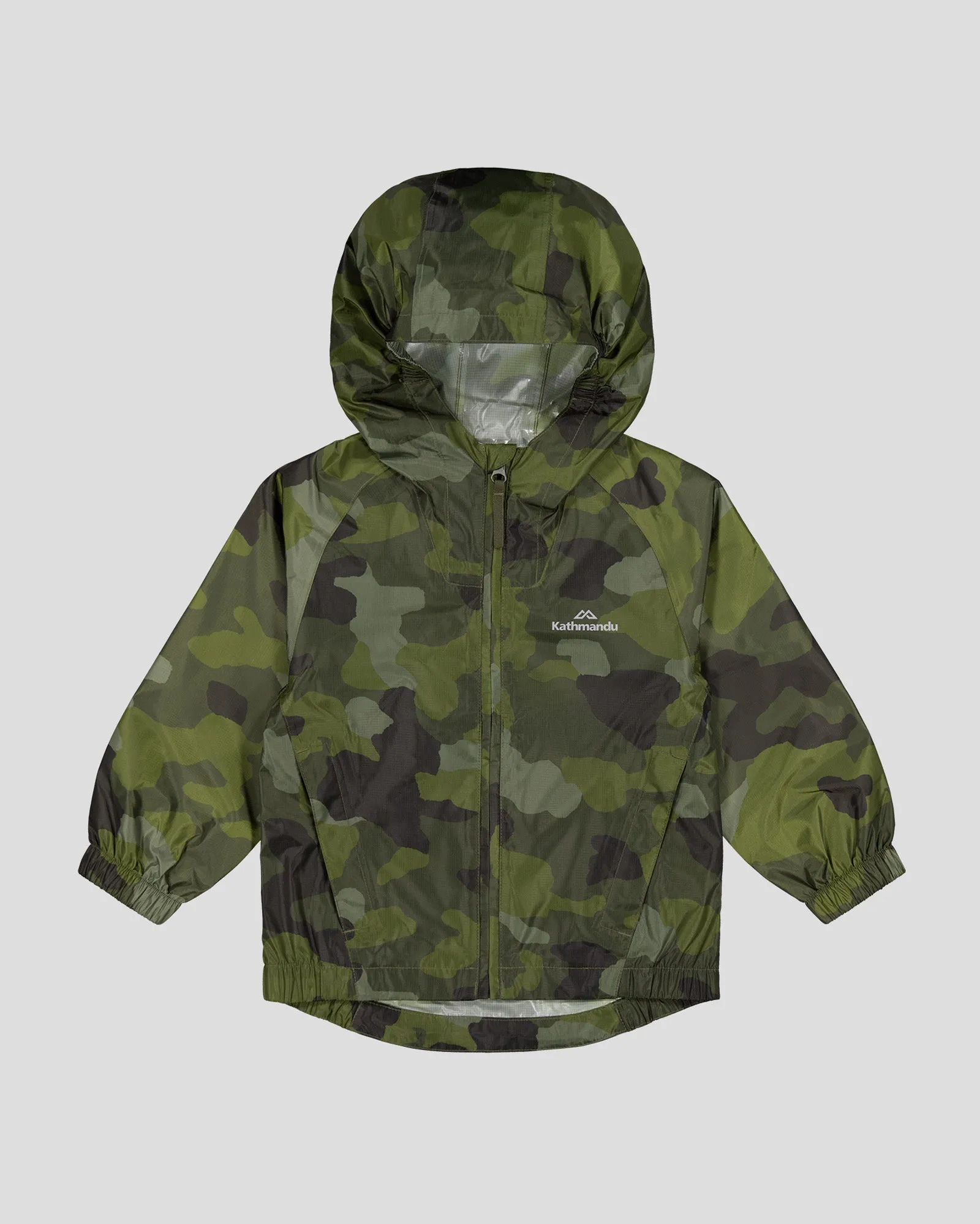 Pocket-it 2L Kids Rain Jacket v4 - Light Moss Tree Camo Print