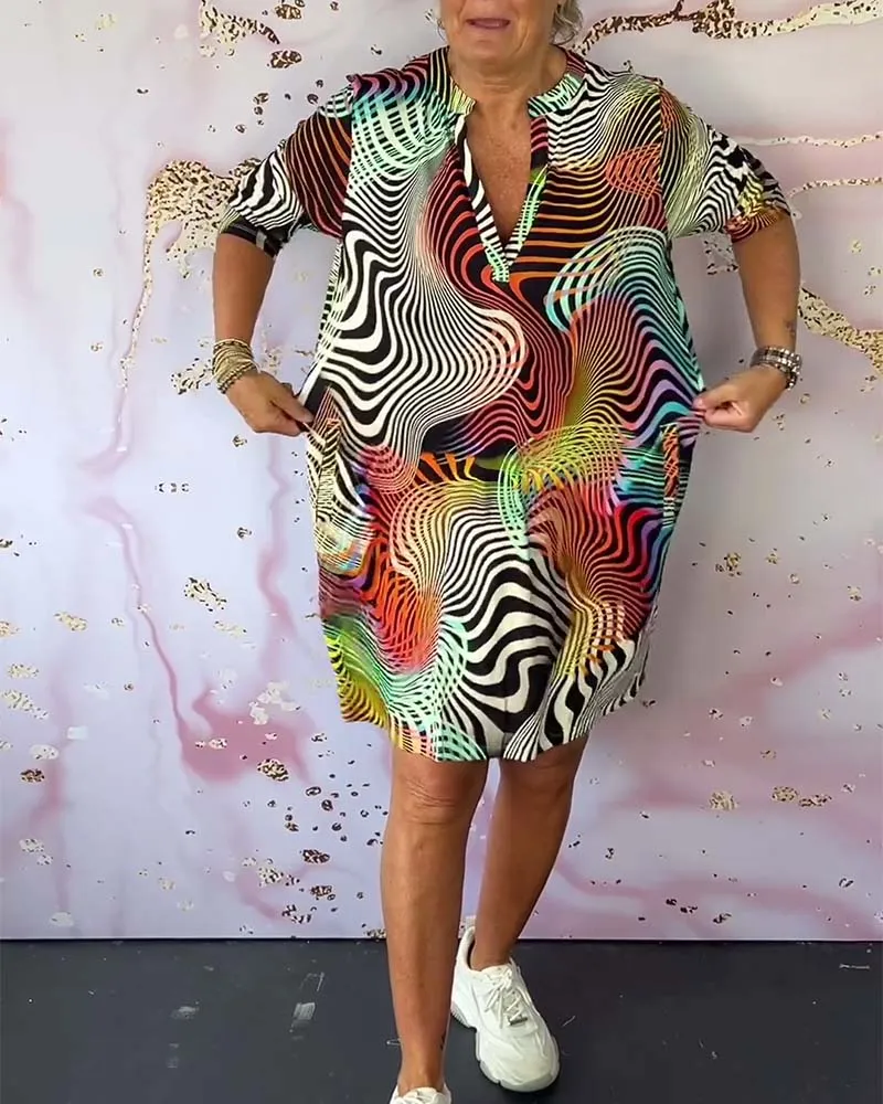 Ria - Vibrant V-Neck Midi Dress