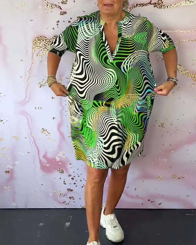 Ria - Vibrant V-Neck Midi Dress