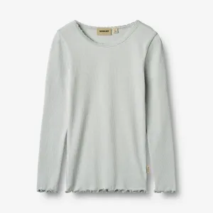 Rib T-shirt L/S Reese - soft blue