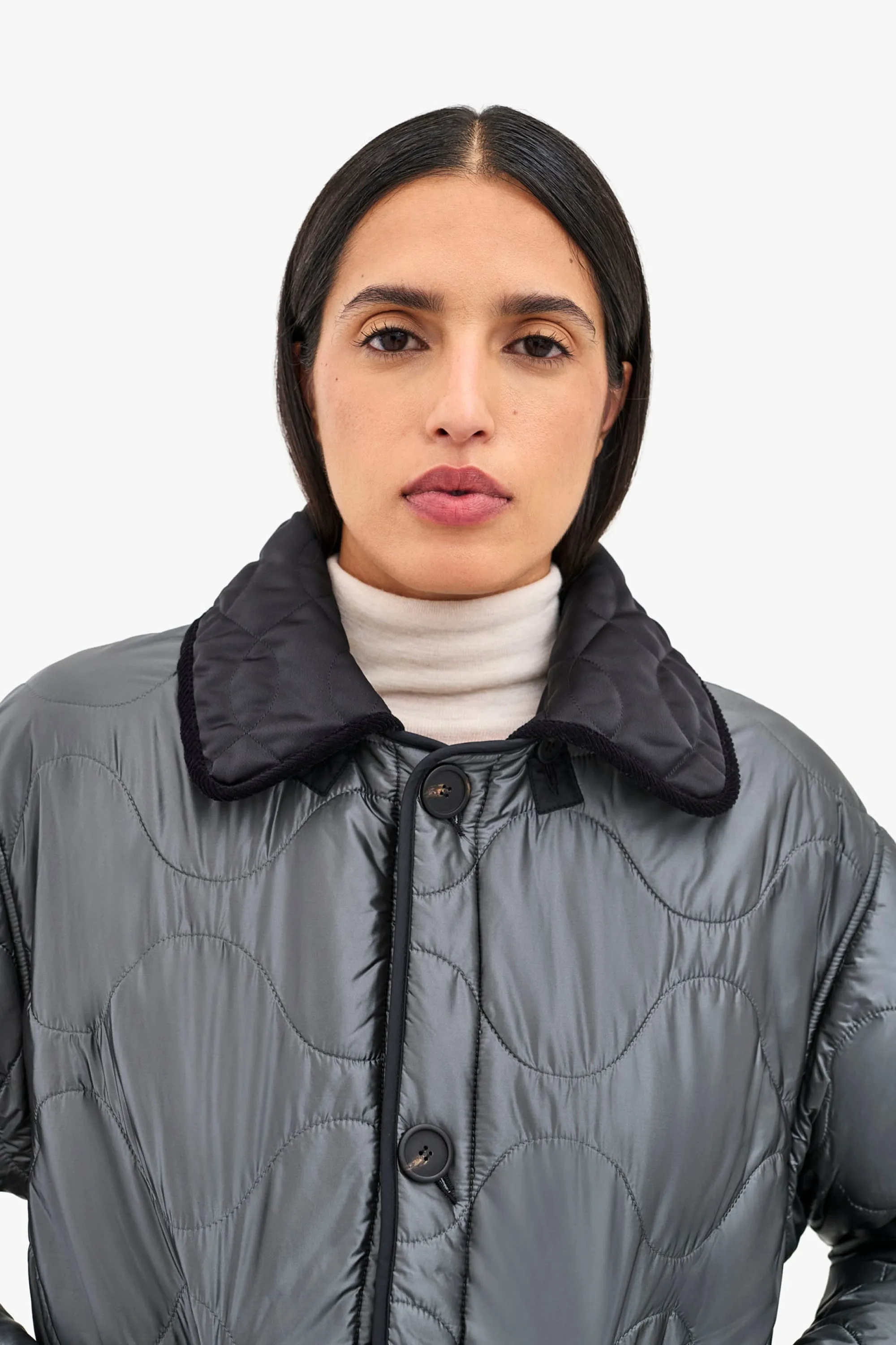 Satin Quilt Collar - Black