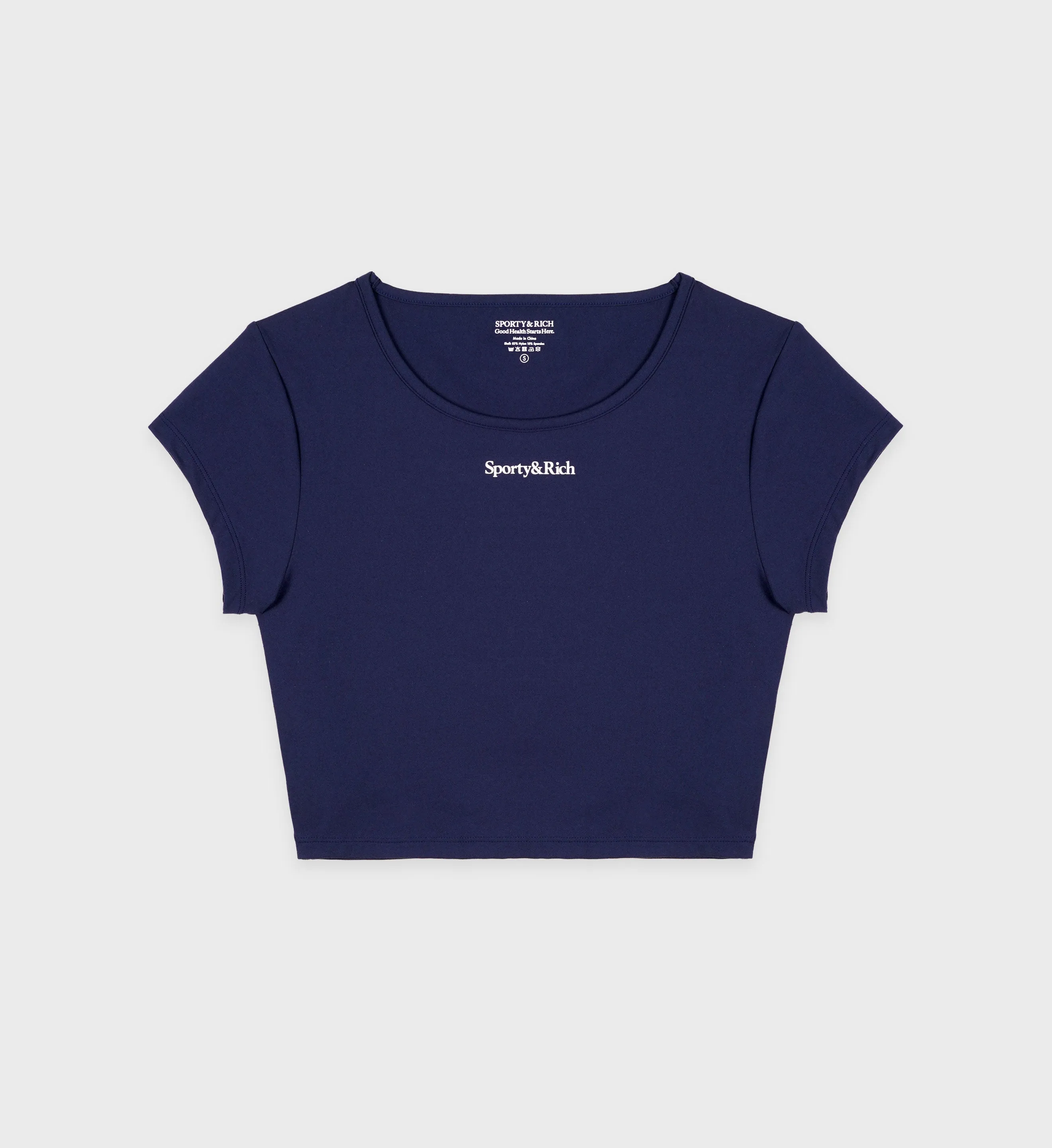 Serif Logo Training Tee - Navy/White