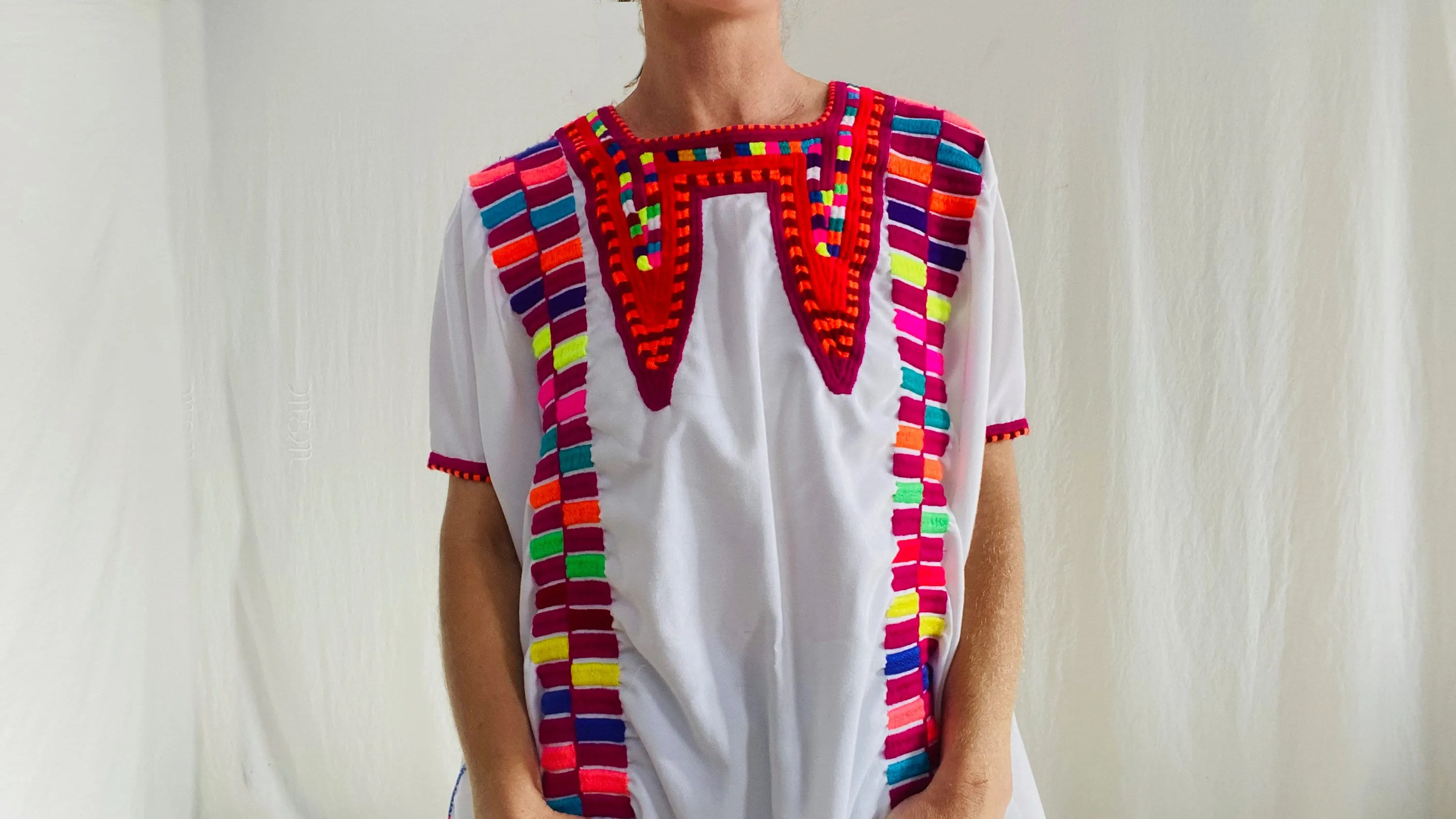 Tenango Mexican Huipil. Vibrant Mayan Textile.