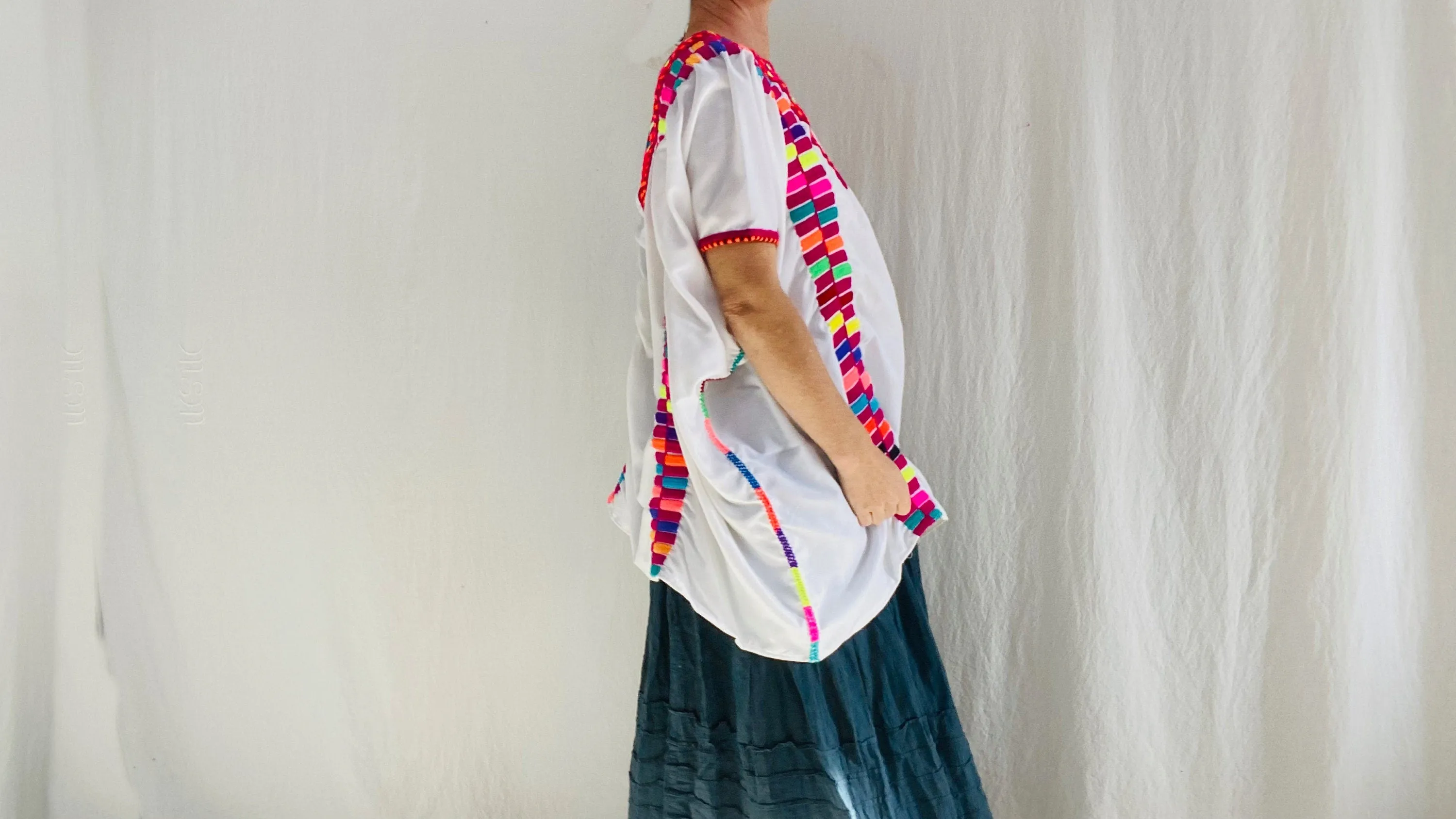 Tenango Mexican Huipil. Vibrant Mayan Textile.
