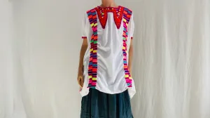 Tenango Mexican Huipil. Vibrant Mayan Textile.