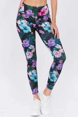 Tropical Print Active Leggings
