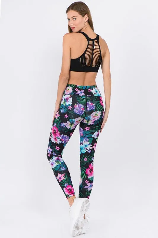 Tropical Print Active Leggings