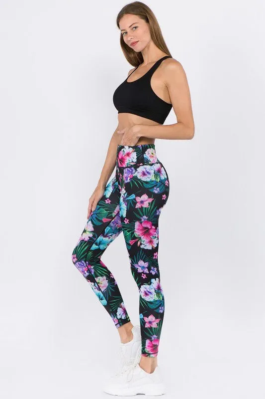 Tropical Print Active Leggings