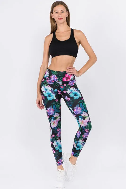 Tropical Print Active Leggings