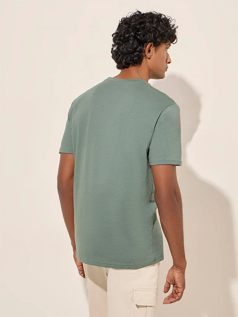 WES Casuals Sage Solid Slim-Fit T-Shirt